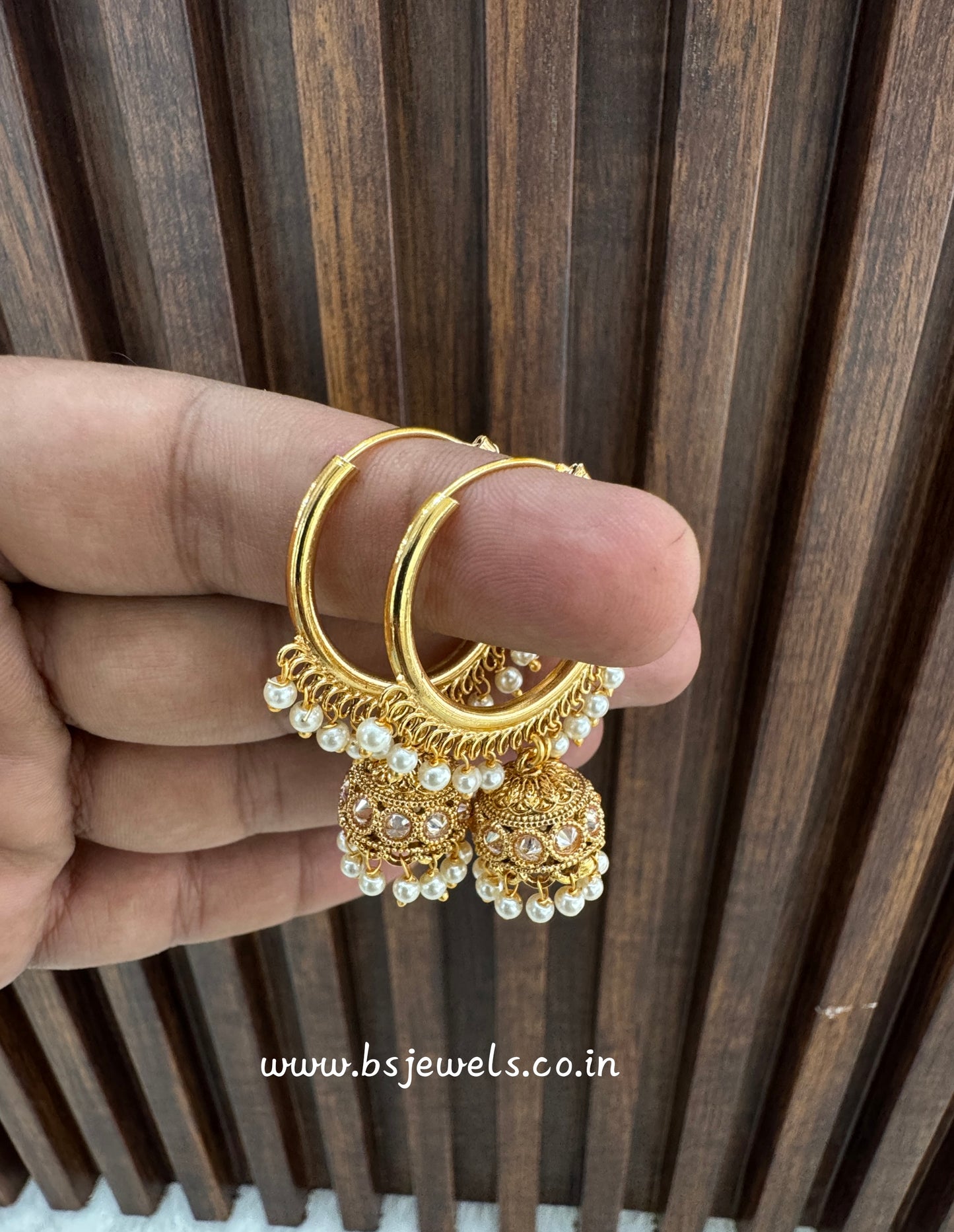 White Gold Polki Jhumki Bollywood Dhutta Earrings