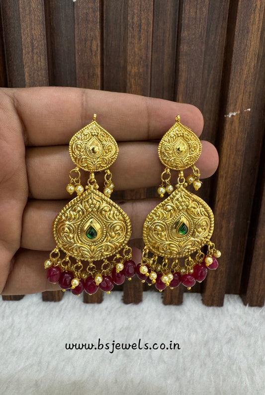 Ruby Green Jadau Patra Bollywood Guggu Earrings