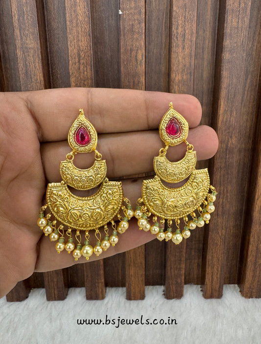 Ruby Jadau Patra Bollywood Guggu Earrings