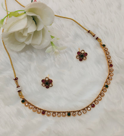 Ruby Green Gold Polki Necklace Jewellery Pawan Set