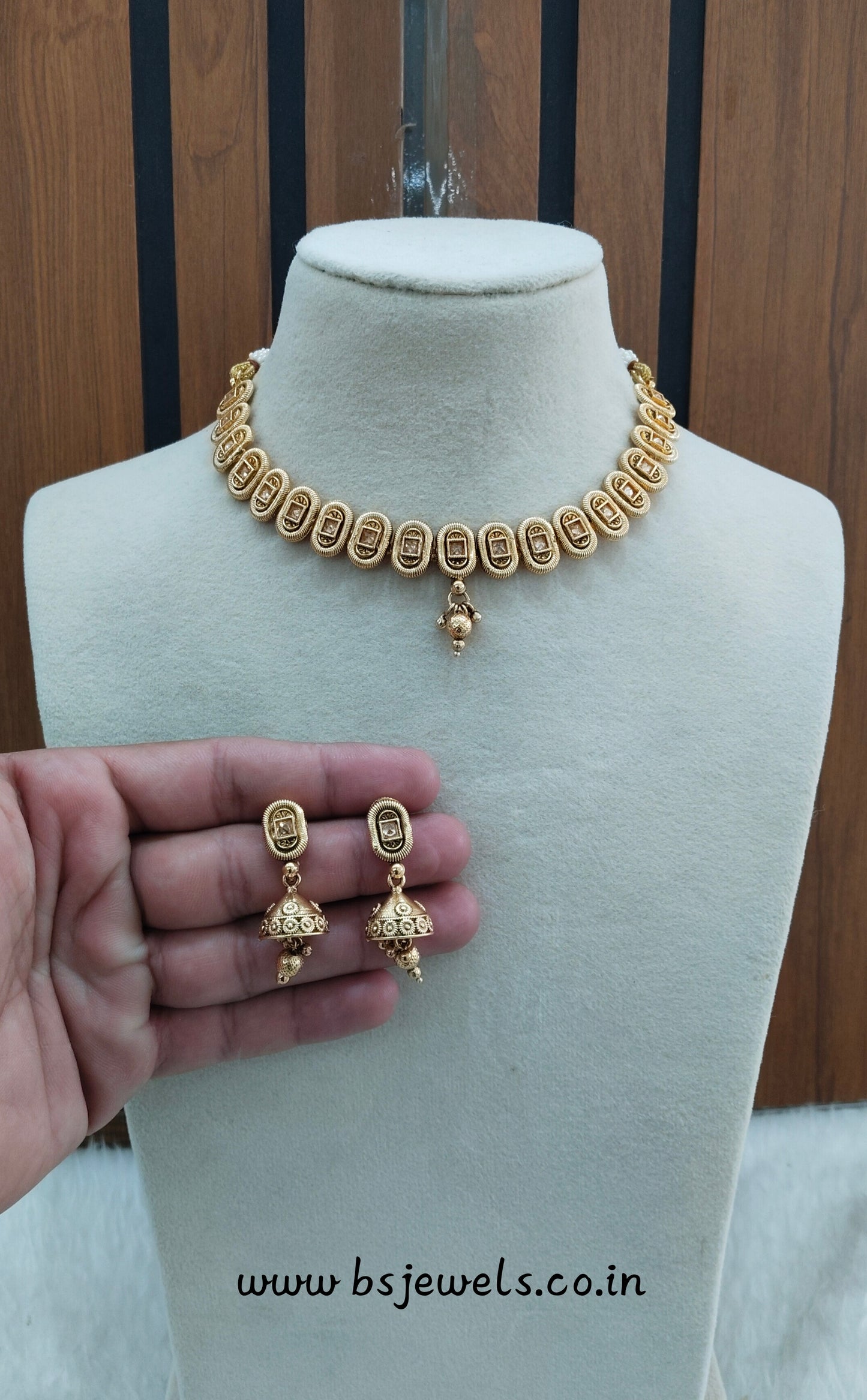 Gold Polki Necklace Jewellery Pawan Set