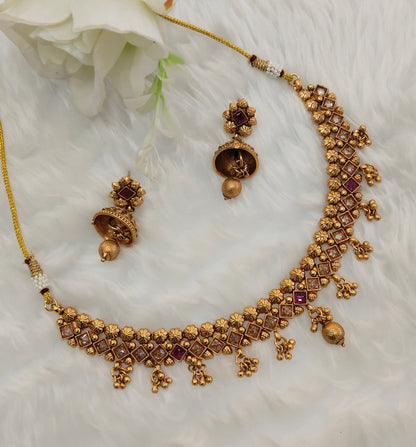 Ruby Gold Polki Necklace Jewellery Pawan Set