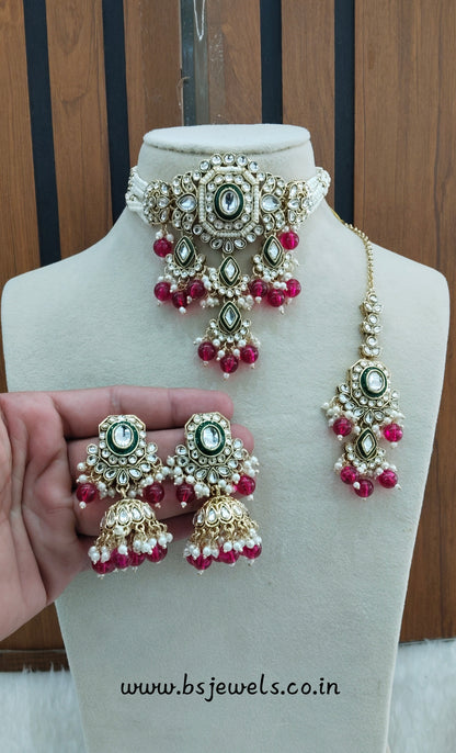 Majenta Kundan Choker Jewellery Doms Set