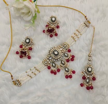 Majenta Kundan Choker Jewellery Doms Set