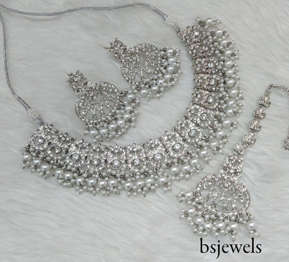 Silver Necklace Jewellery Isha Bollywood Set