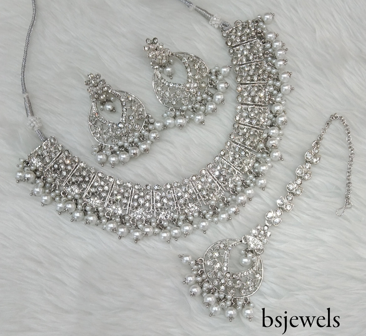 Silver Necklace Jewellery Isha Bollywood Set