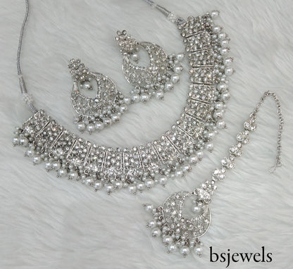 Silver Necklace Jewellery Isha Bollywood Set