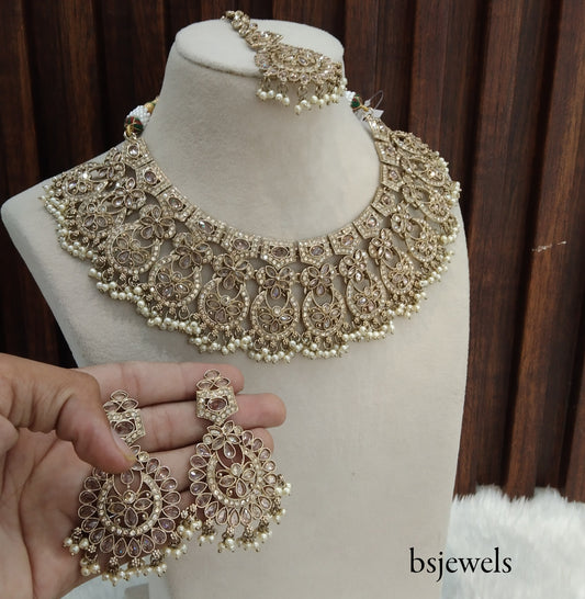 Antique Gold Necklace Jewellery Binder Bollywood Set