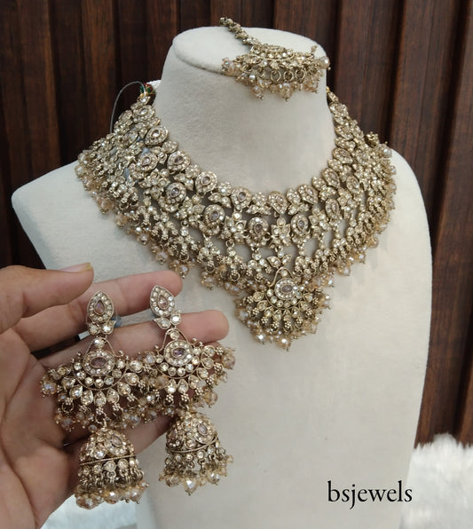 Antique Gold Necklace Jewellery Binder Bollywood Set
