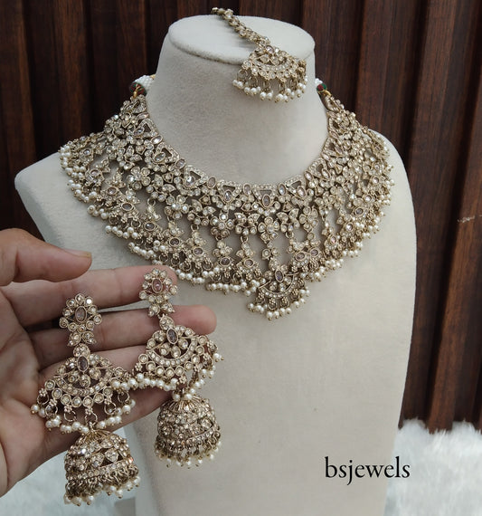 Antique Gold Necklace Jewellery Binder Bollywood Set