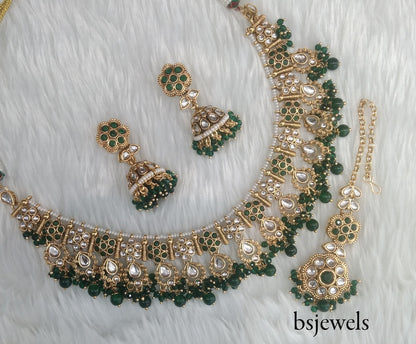 Green Kundan Necklace Jewellery Amrit Set