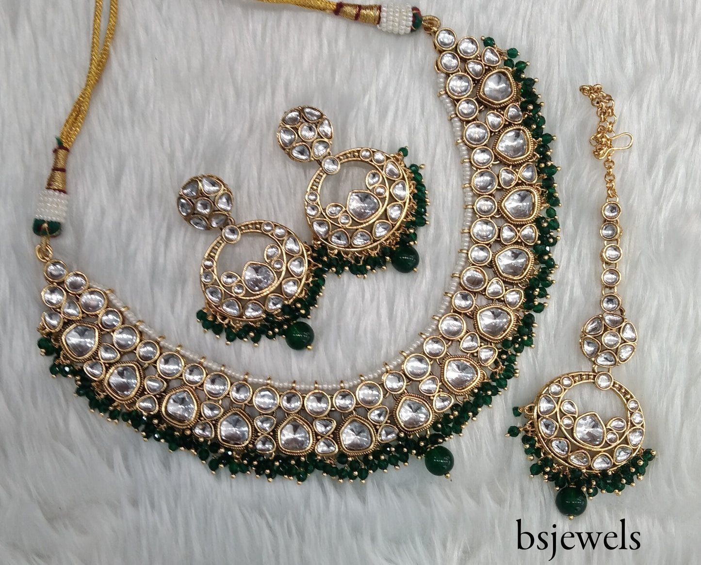 Green Kundan Necklace Jewellery Jinder Set