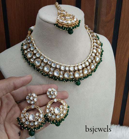Green Kundan Necklace Jewellery Jinder Set
