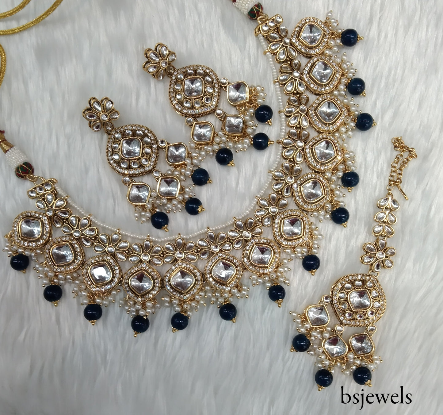 Blue Kundan Necklace Jewellery Sukh Set
