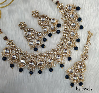 Blue Kundan Necklace Jewellery Sukh Set