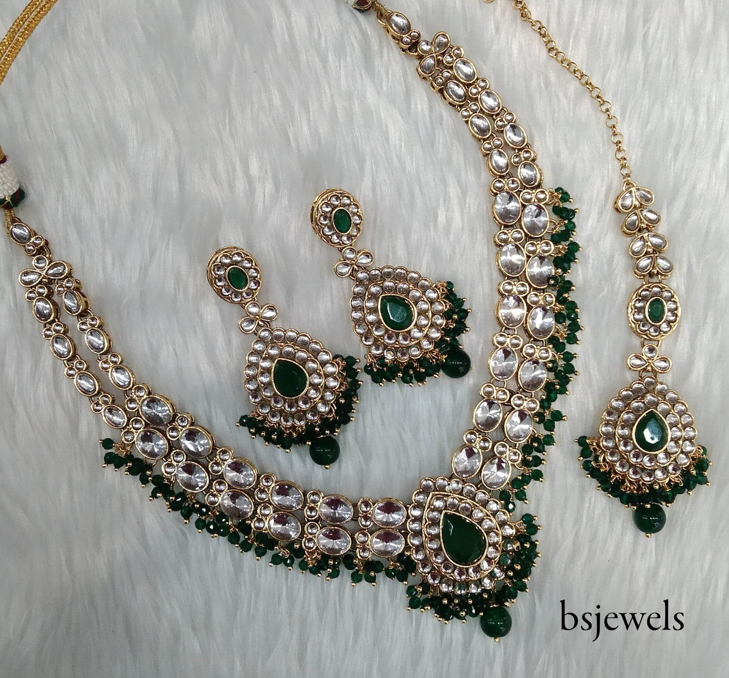 Green Kundan Necklace Jewellery Kush Set