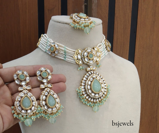 Mint Kundan Choker Jewellery balwinder Set