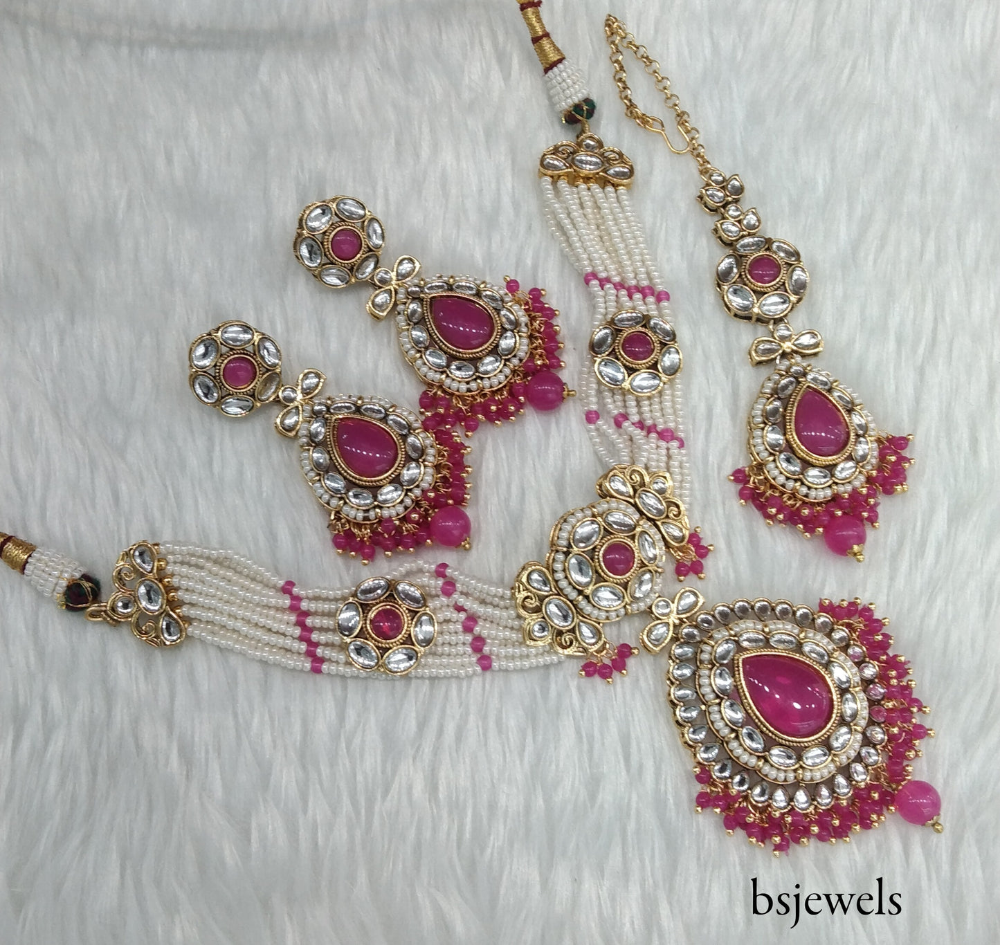 Dark Pink Kundan Choker Jewellery balwinder Set