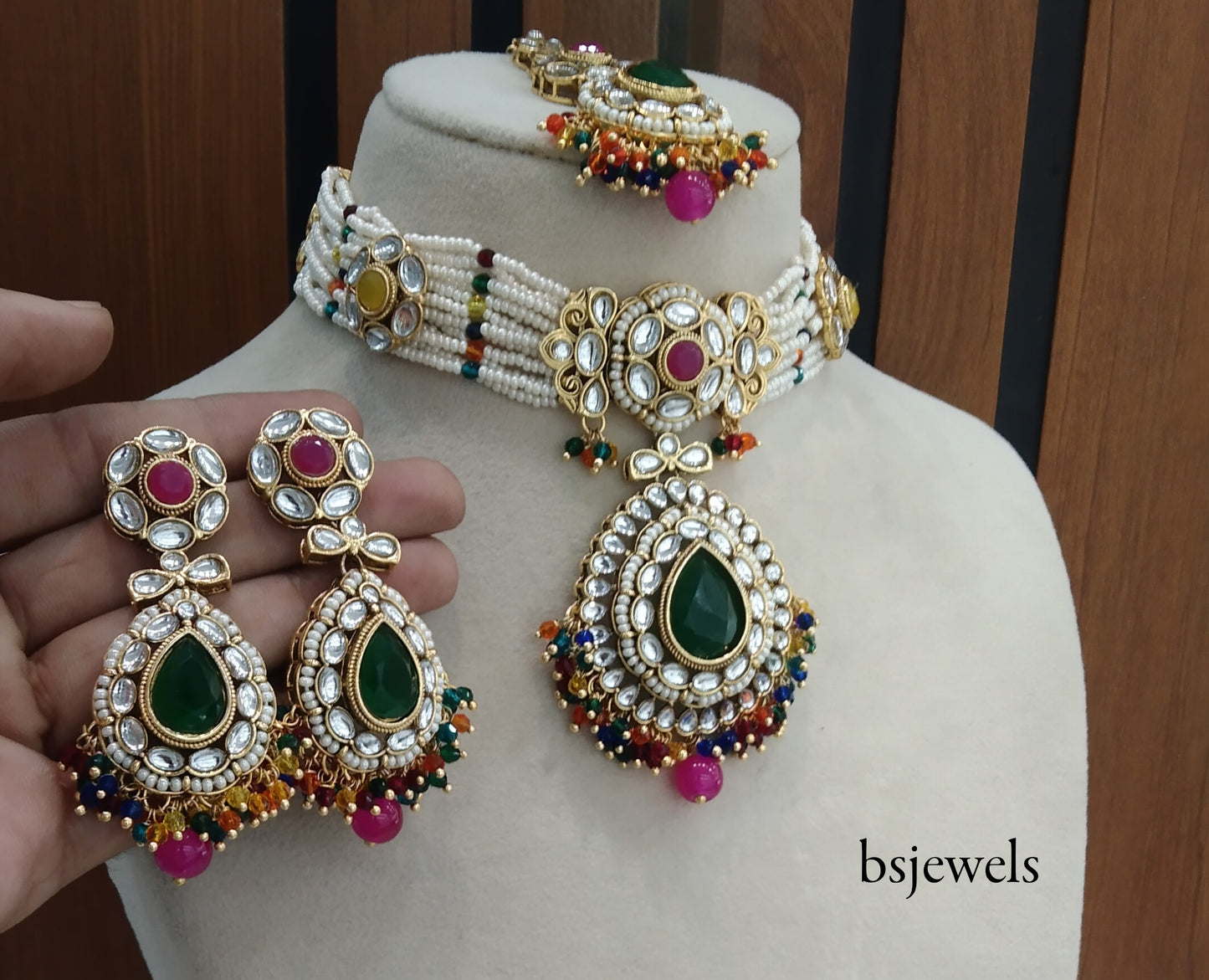 Multi Colour Kundan Choker Jewellery balwinder Set