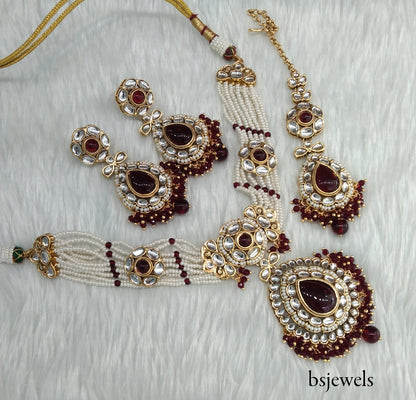 Maroon Kundan Choker Jewellery balwinder Set