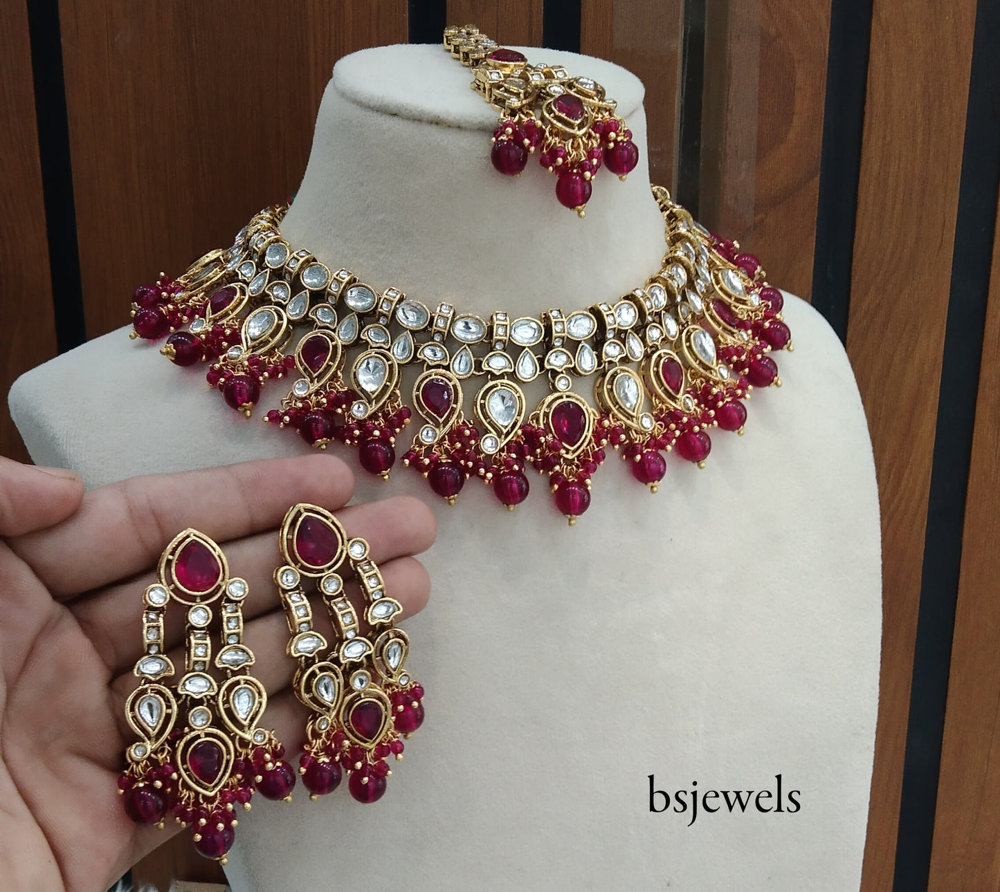 Magenta Kundan Nacklace Baljinder sets
