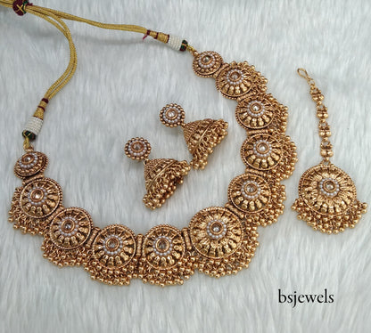 Gold Polki Necklace Jewellery Kiran Set