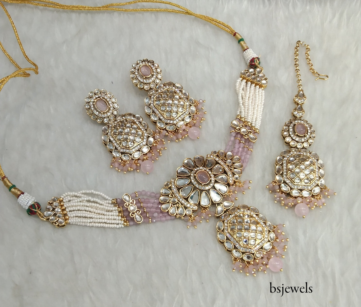 Baby Pink Kundan Choker Jewellery Joti Set