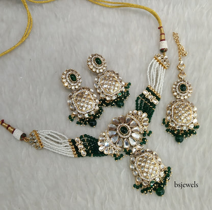 Green Kundan Choker Jewellery Joti Set
