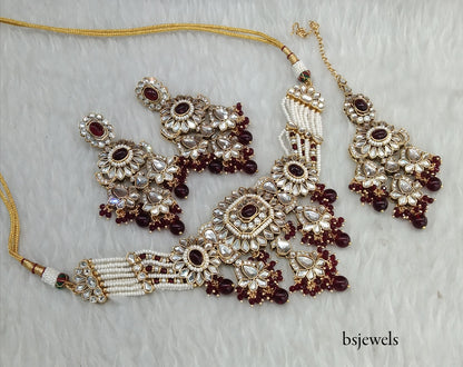 Maroon Kundan Choker Jewellery Lovely Sets
