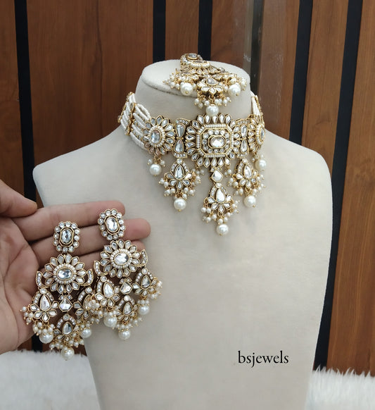 White Gold Kundan Choker Jewellery Lovely Sets