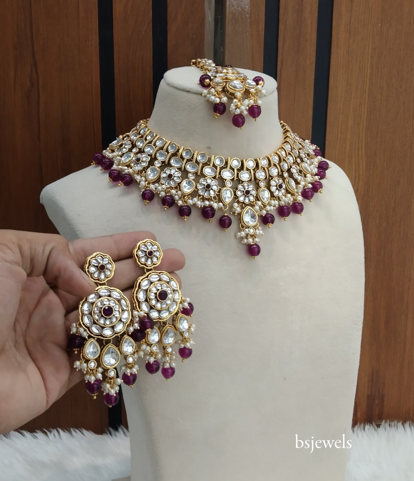 Purple Kundan Necklace Rekha sets