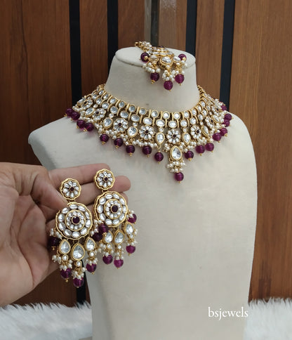 Purple Kundan Necklace Rekha sets