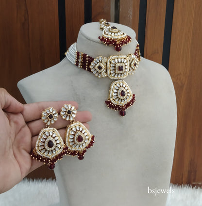 Maroon Kundan Choker Jewellery Reetu Sets