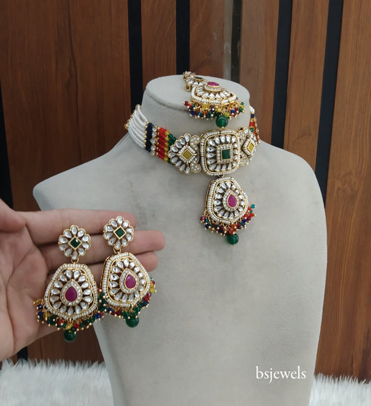 Multi Color Kundan Choker Jewellery Reetu Sets