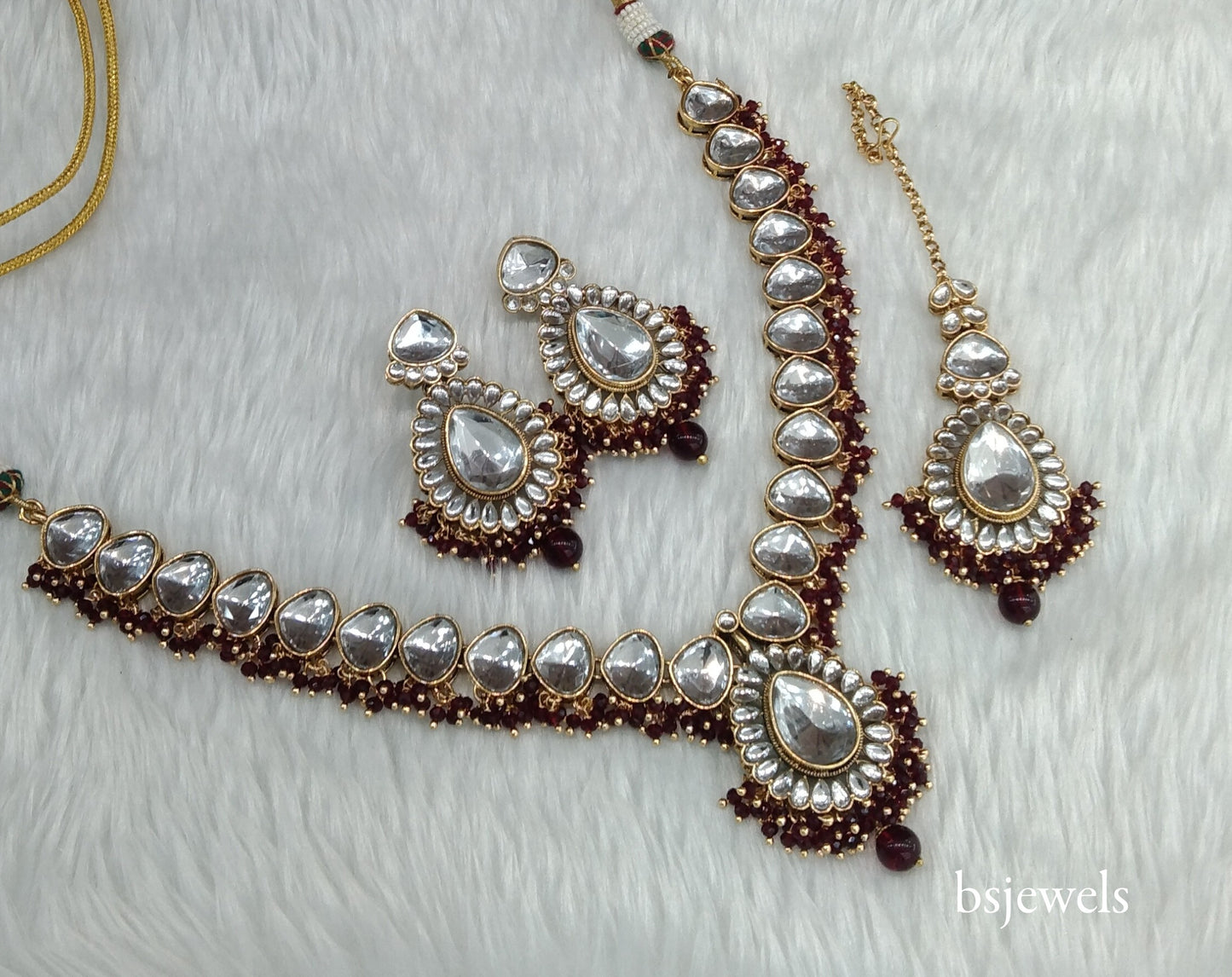 Maroon Kundan Necklace Uma sets