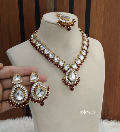 Maroon Kundan Necklace Uma sets