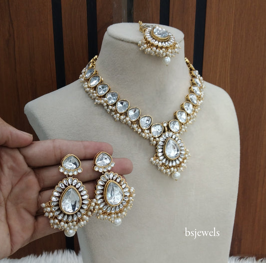 Gold White Kundan Necklace Uma sets