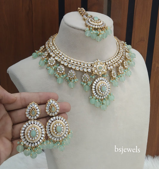 Mint Kundan Necklace Preeti sets