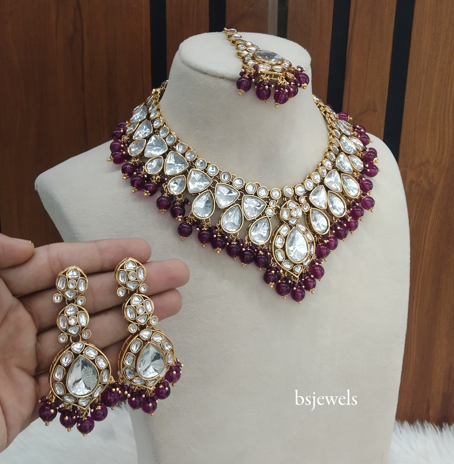 Purple Kundan Necklace Mekha sets