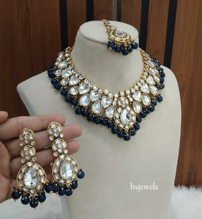 Blue Kundan Necklace Mekha sets