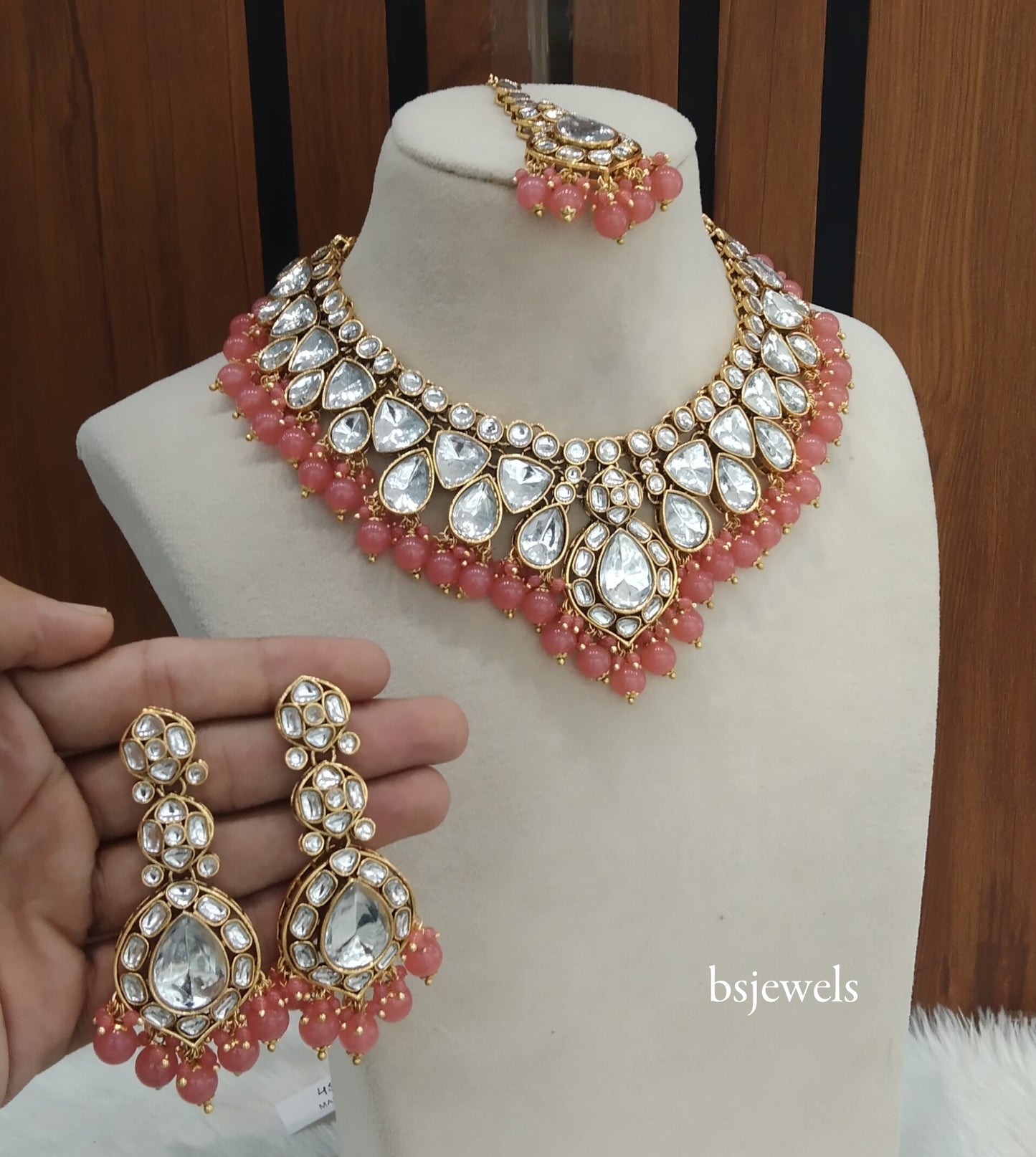 Orange Peach Kundan Necklace Mekha sets