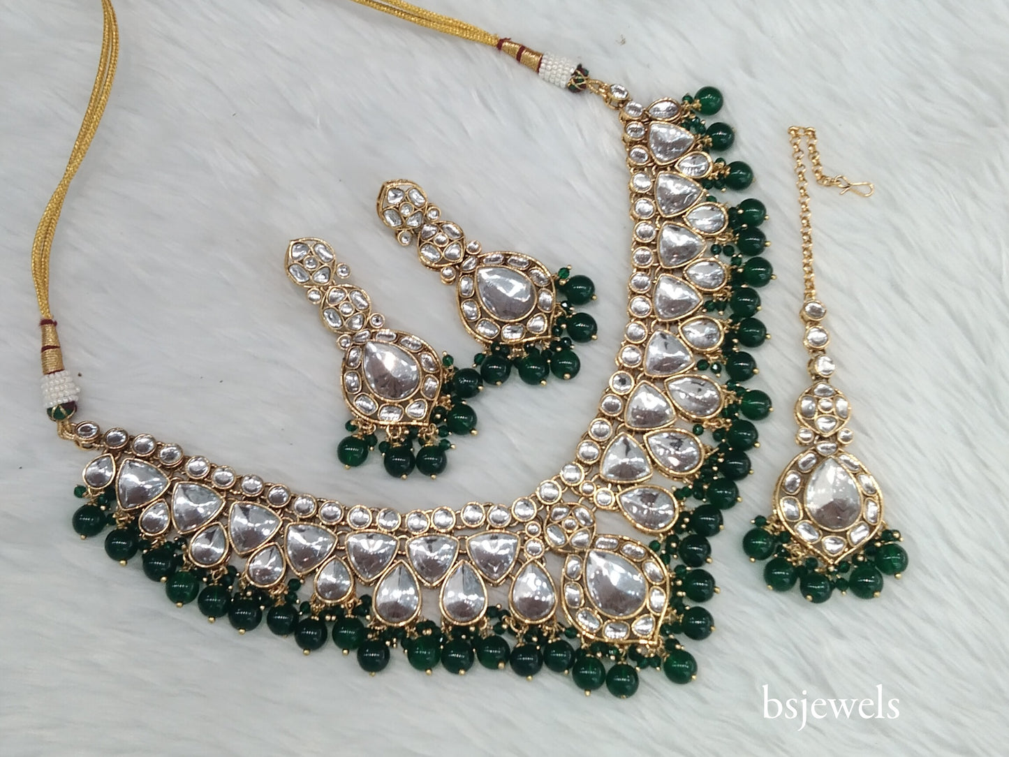 Green Kundan Necklace Mekha sets