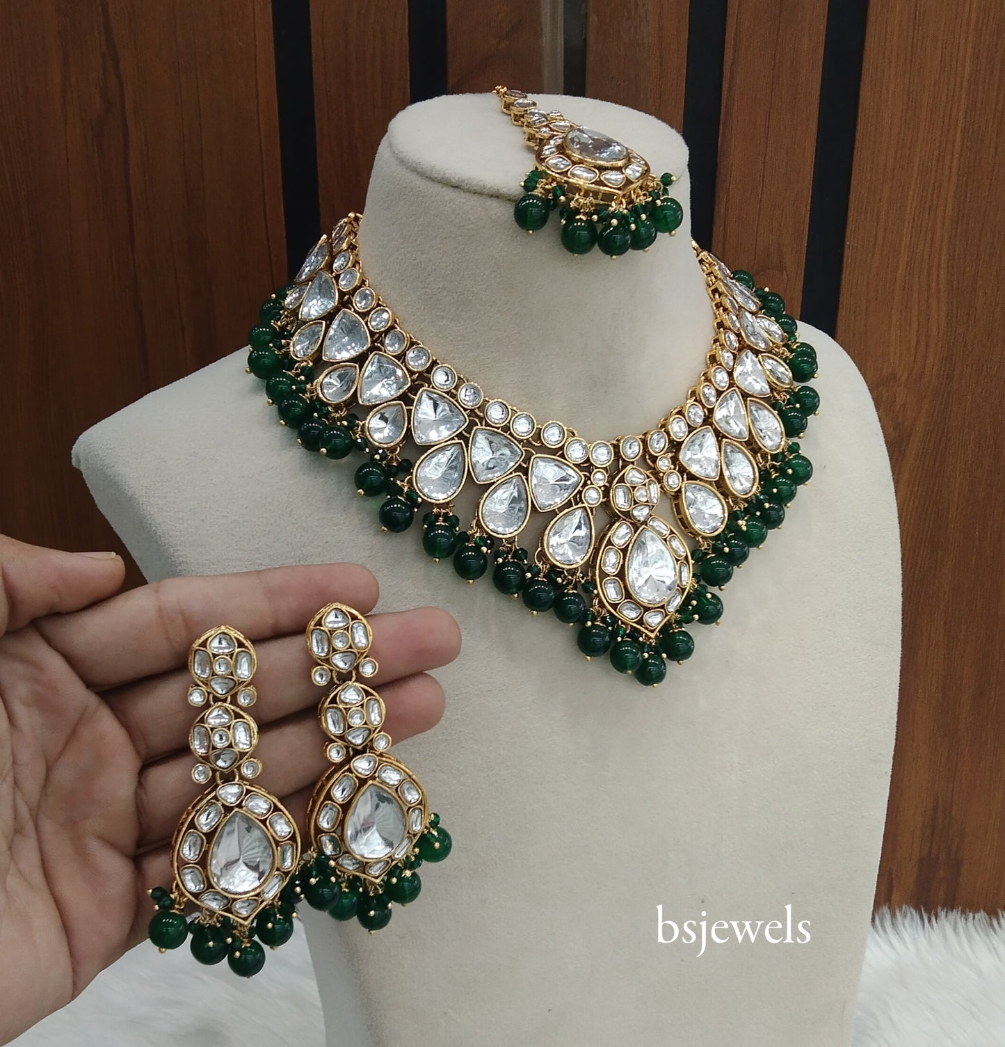 Green Kundan Necklace Mekha sets