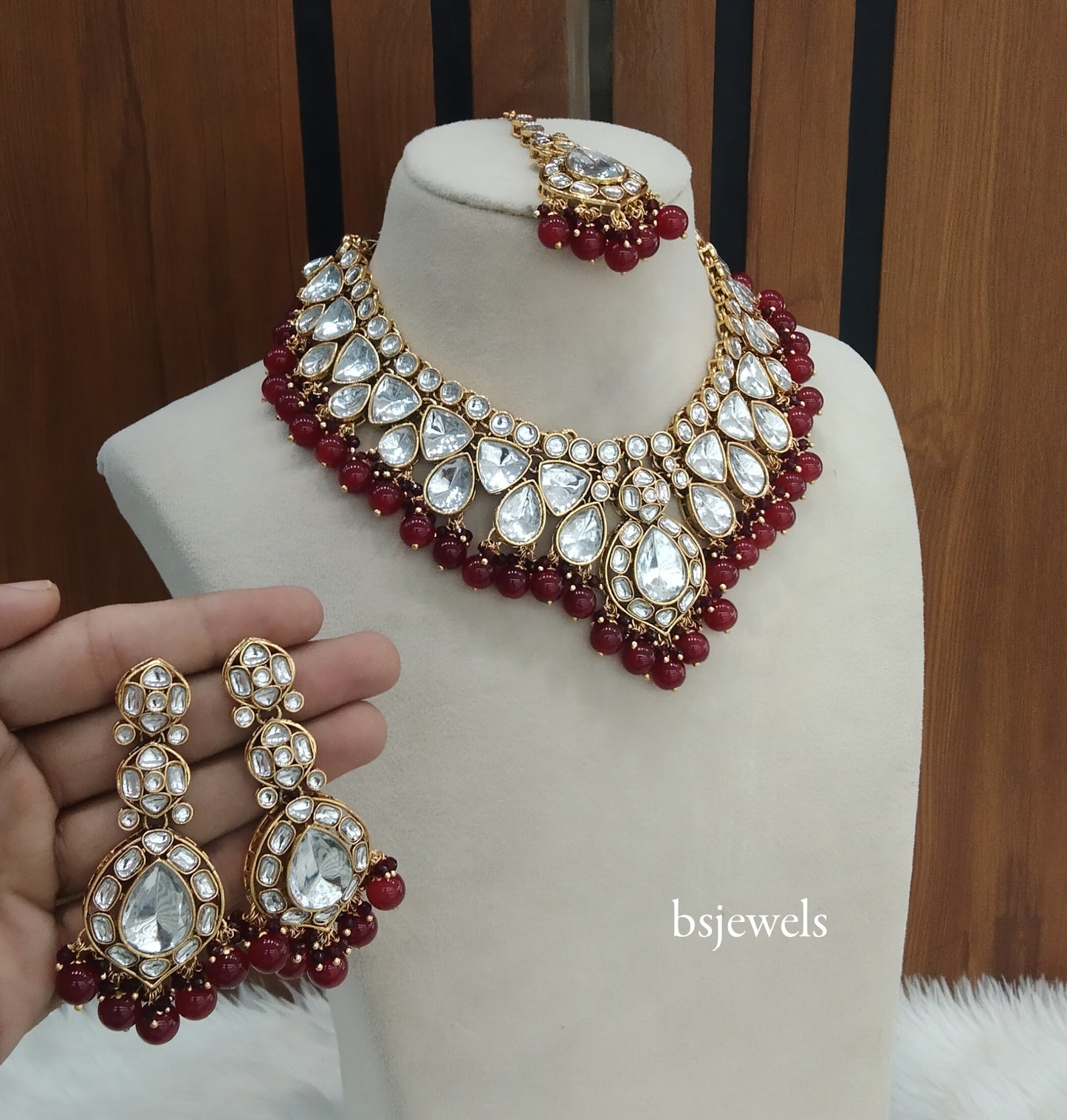 Maroon Kundan Necklace Mekha sets