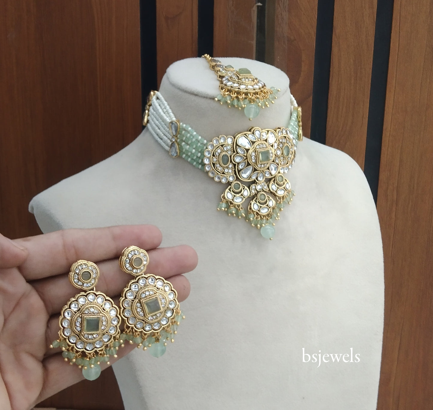 Mint Kundan Choker Jewellery Jasveer Sets