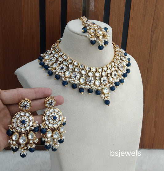 Blue Kundan Necklace Simran sets