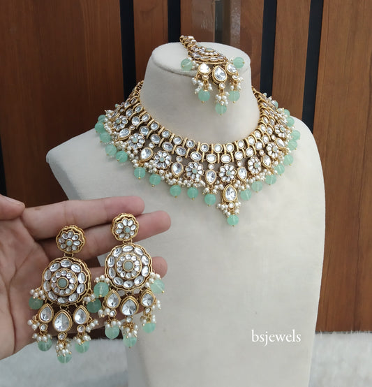Mint Kundan Necklace Simran sets
