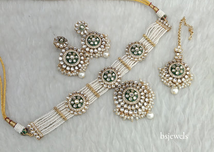 Green Kundan Choker Jewellery Rimpi Sets