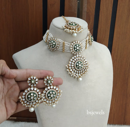 Green Kundan Choker Jewellery Rimpi Sets
