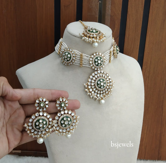 Green Kundan Choker Jewellery Rimpi Sets